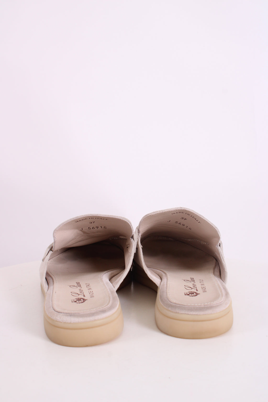 Loro Piana Babouche Charms Suede Mules Beige 37