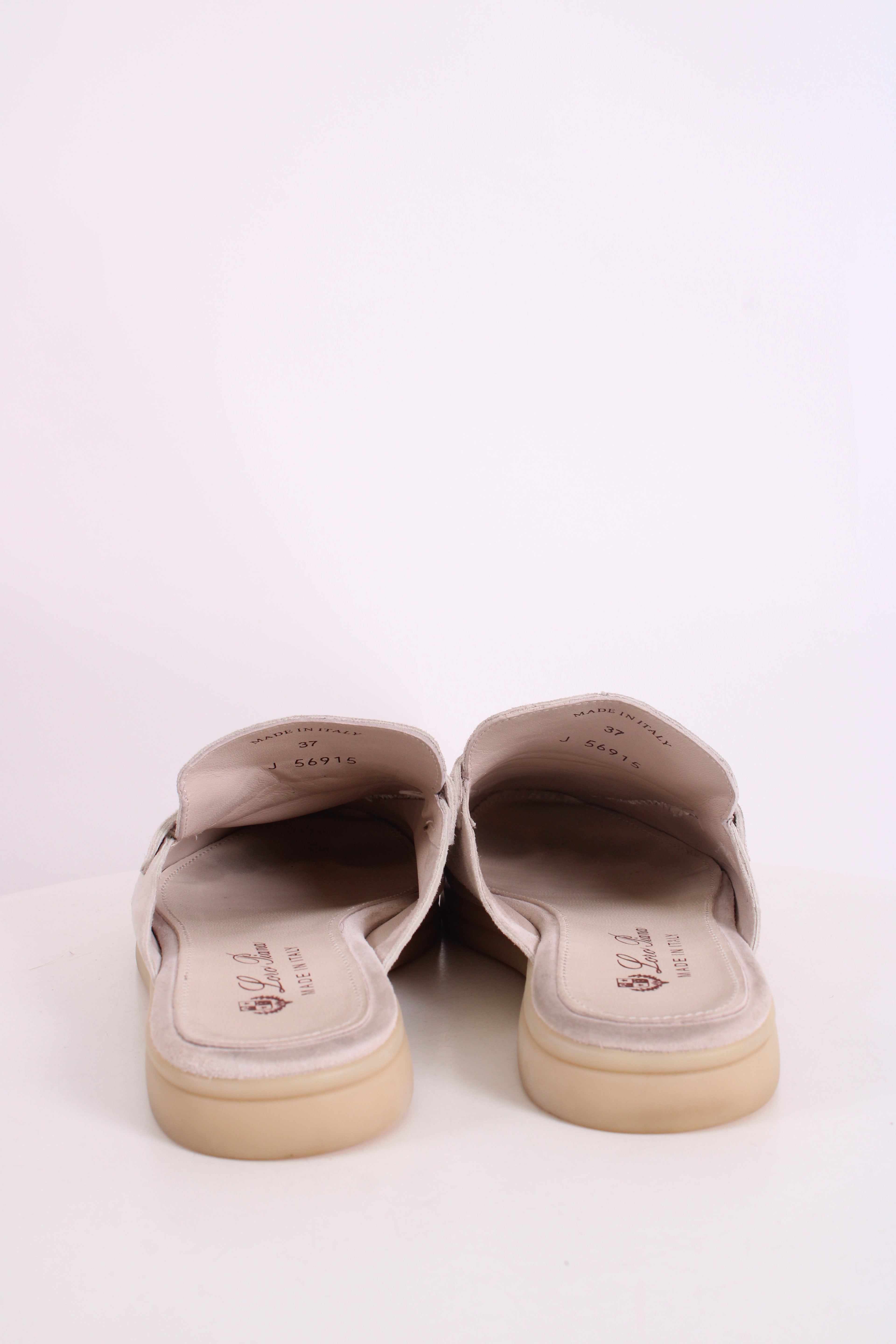 Loro Piana Babouche Charms Suede Mules Beige 37