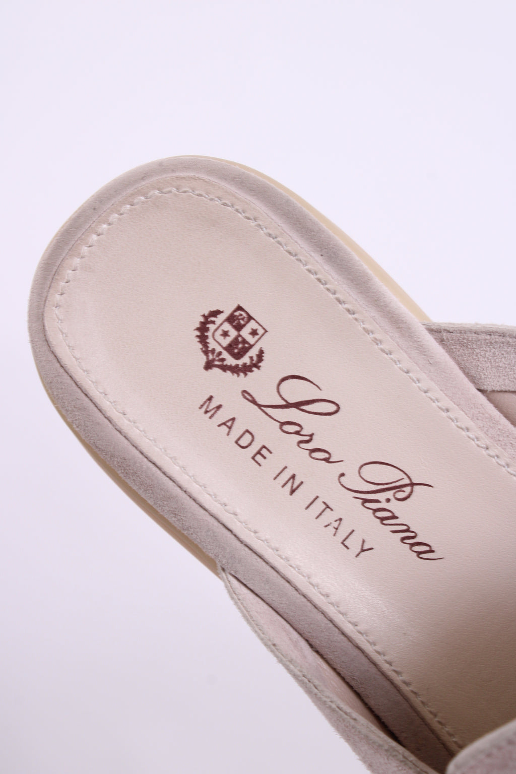 Loro Piana Babouche Charms Suede Mules Beige 37