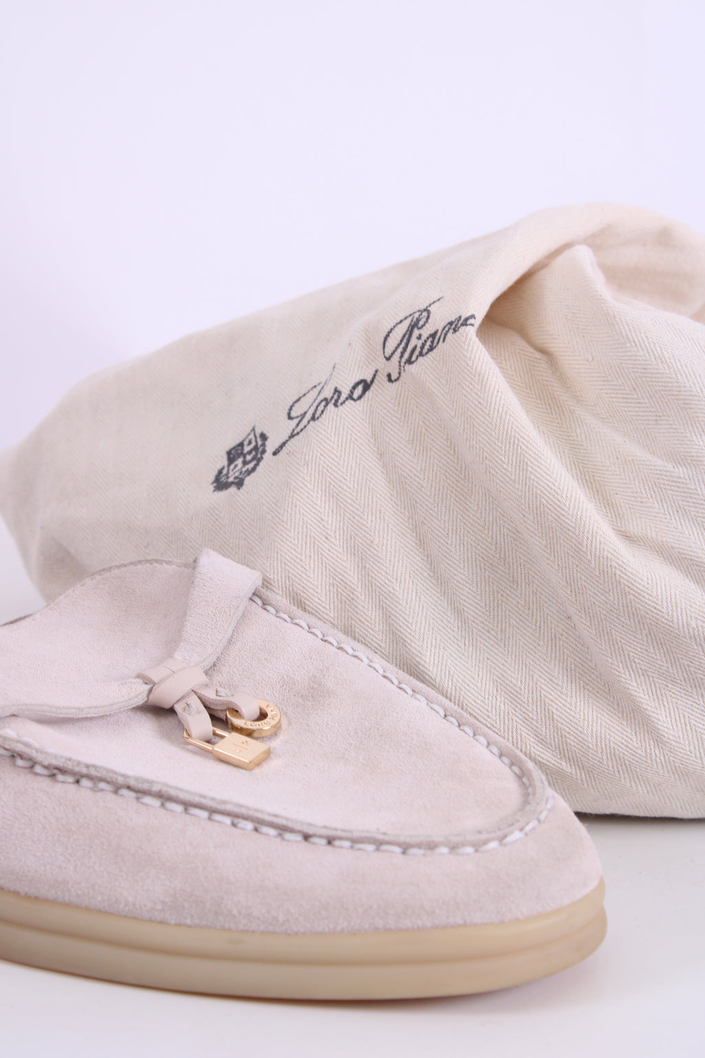 Loro Piana Babouche Charms Suede Mules Beige 37