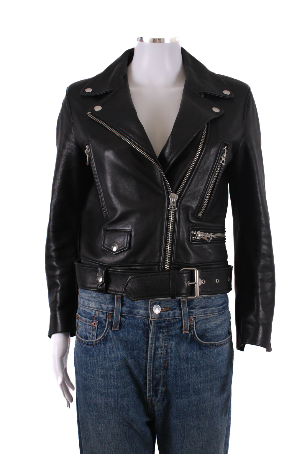 Acne Studios Leather Biker Jacket Black 8