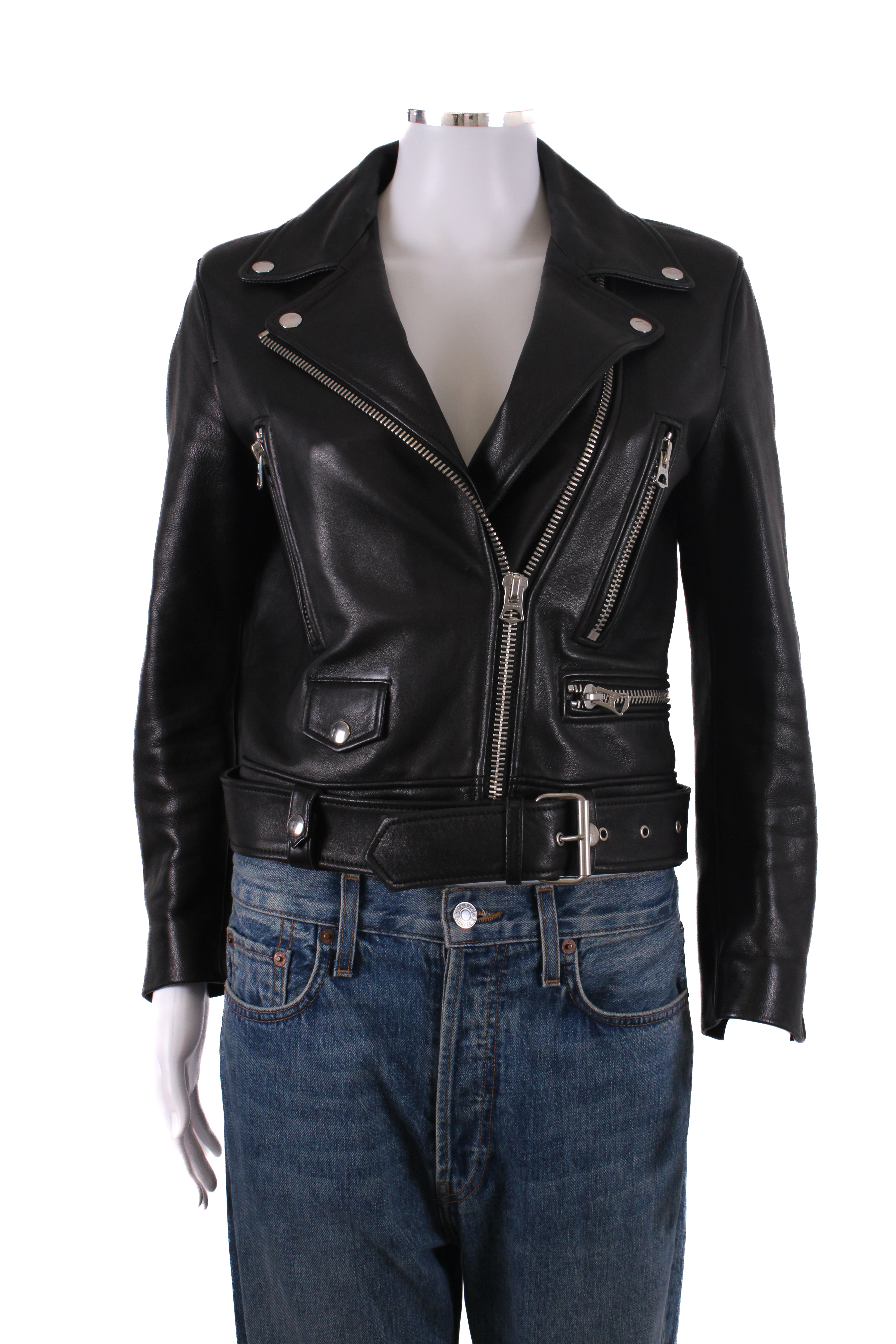 Acne Studios Leather Biker Jacket Black 8