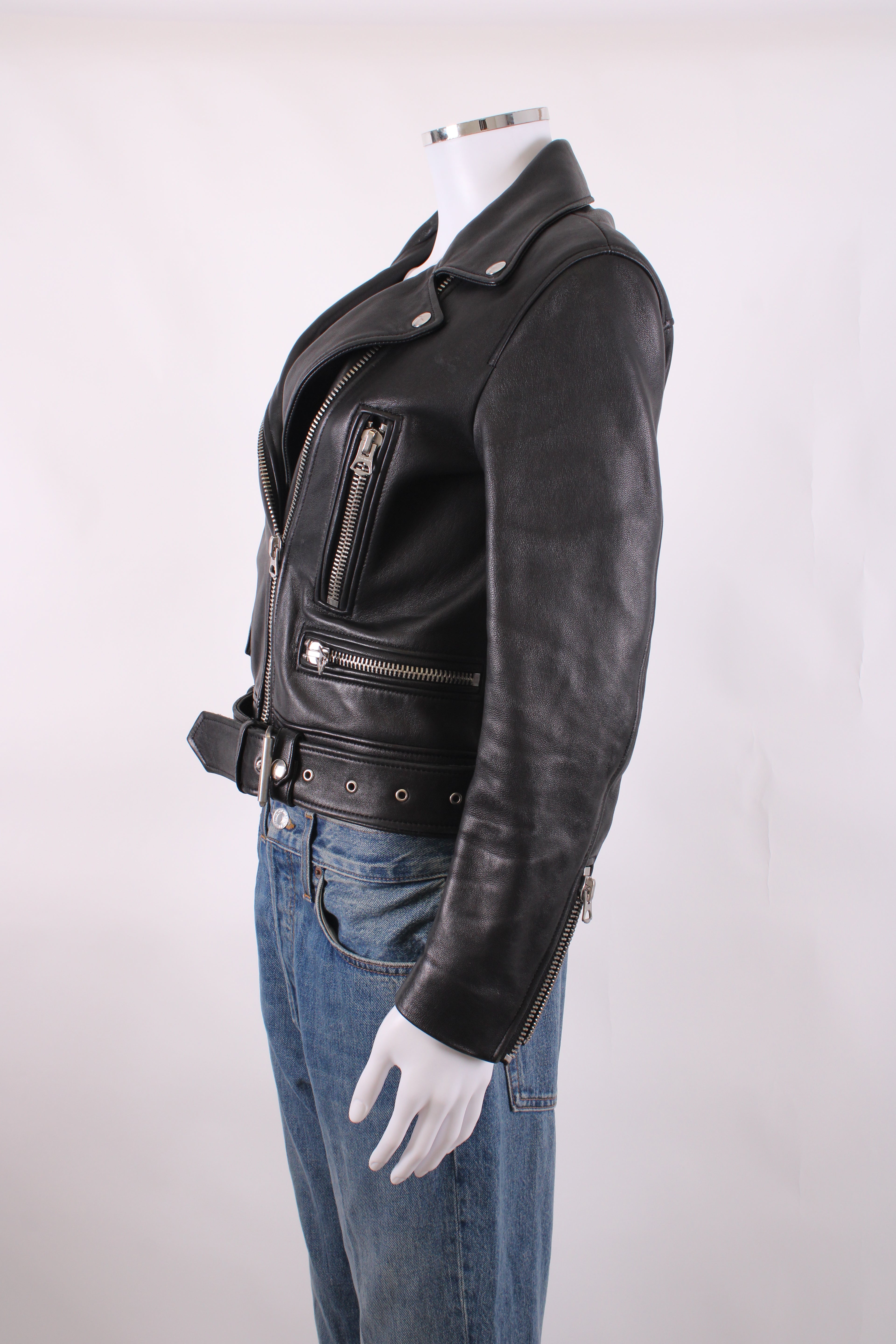 Acne Studios Leather Biker Jacket Black 8