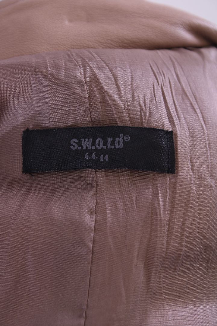 Sword 6644 Leather Trench Coat Beige S