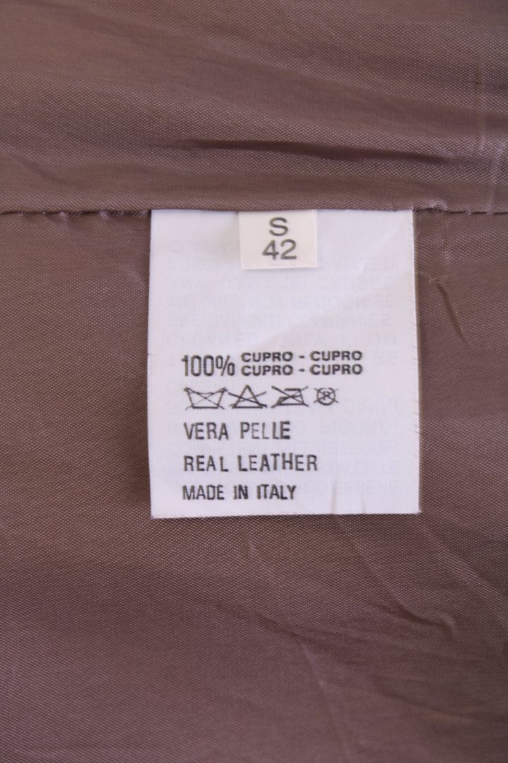 Sword 6644 Leather Trench Coat Beige S