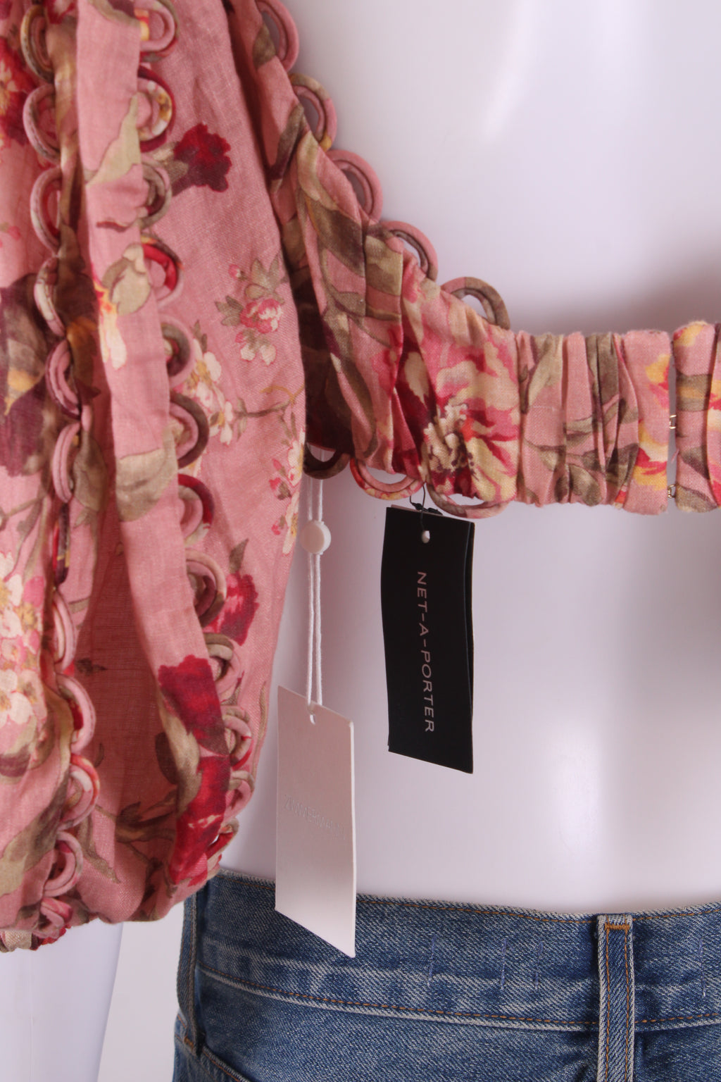 Zimmermann L/S Floral Crop Top Pink/ Red 12