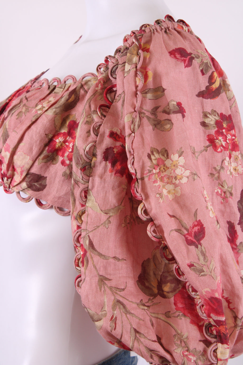 Zimmermann L/S Floral Crop Top Pink/ Red 12