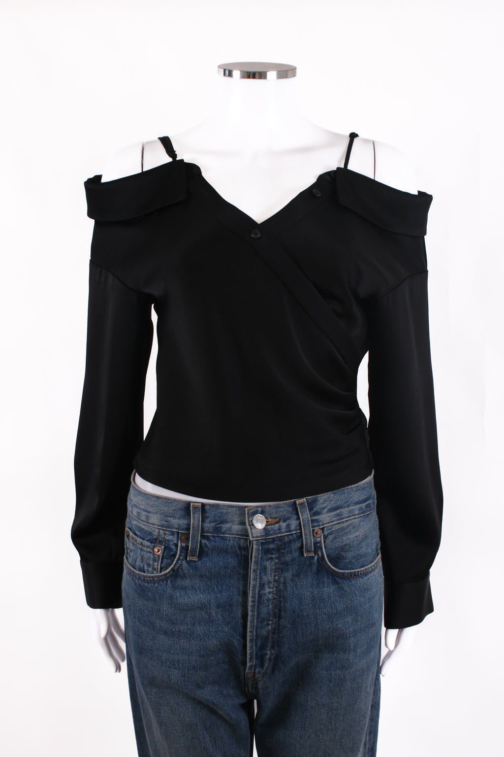 Jonathan Simkhai L/S Off The Shoulder Shirt Black S
