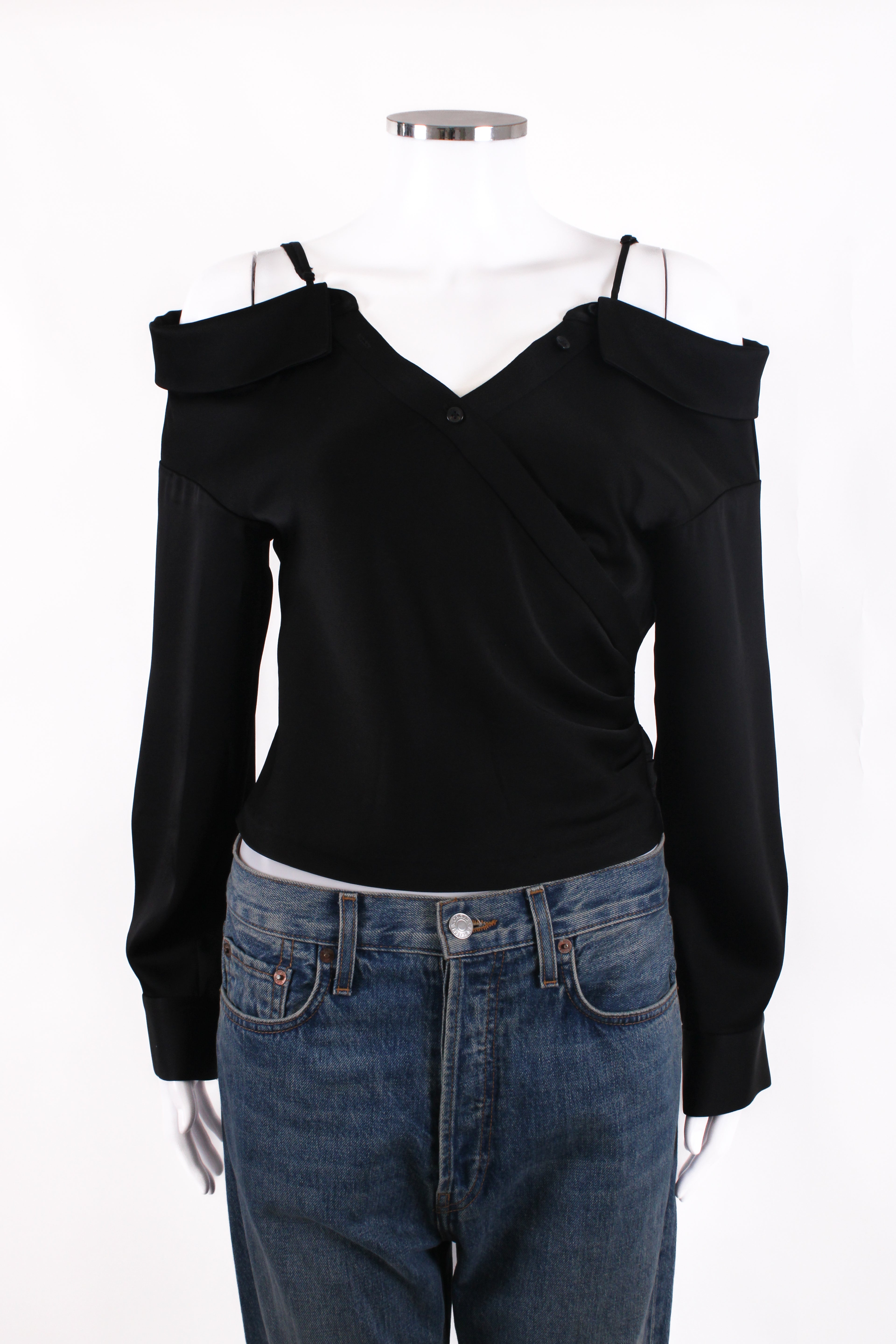 Jonathan Simkhai L/S Off The Shoulder Shirt Black S
