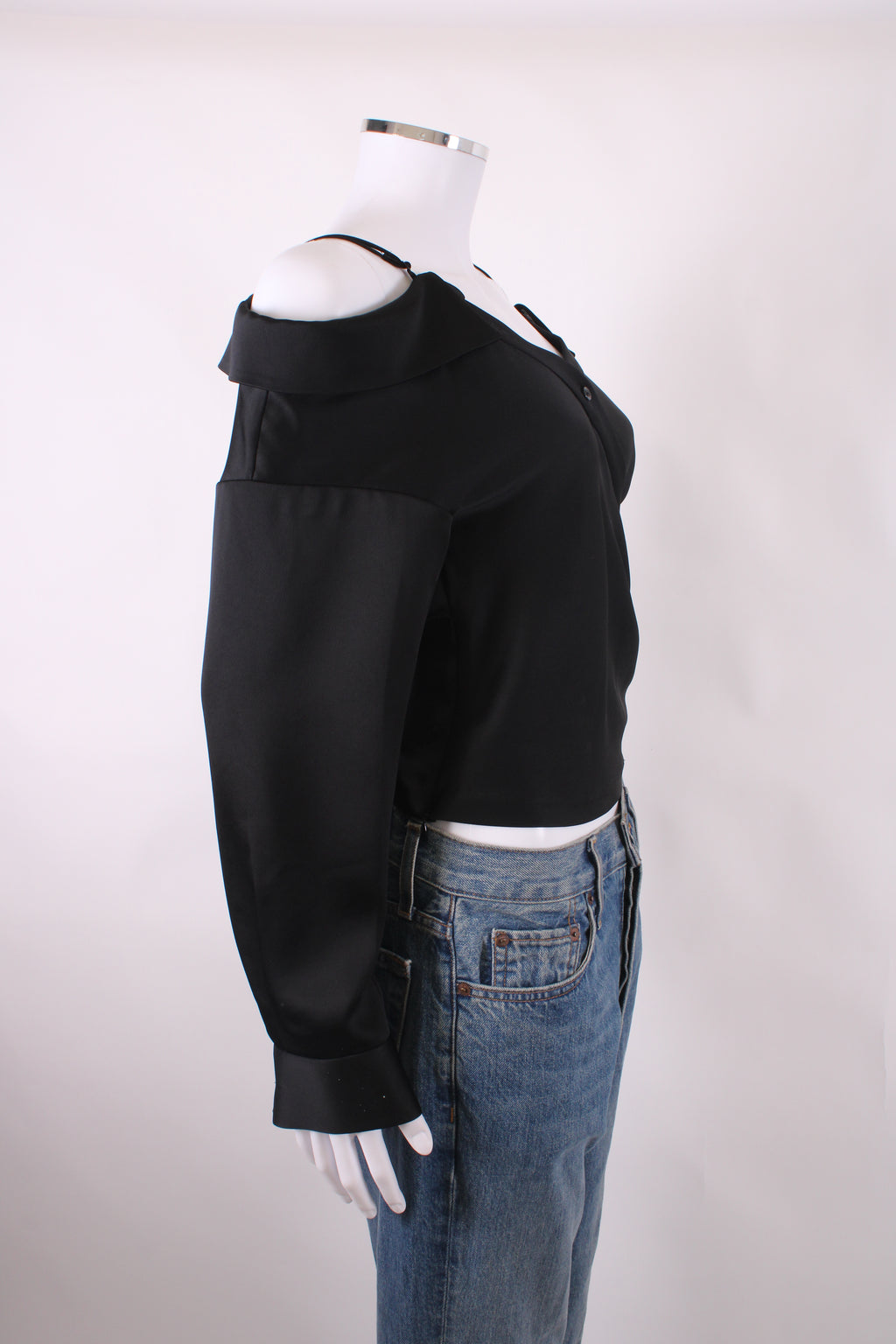 Jonathan Simkhai L/S Off The Shoulder Shirt Black S