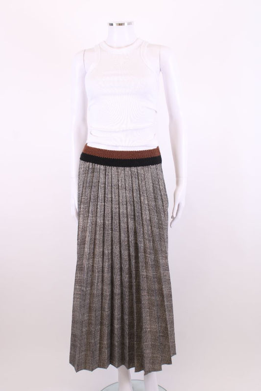 Sandro Ferrone Pleated Shimmer Check Skirt Black/White S