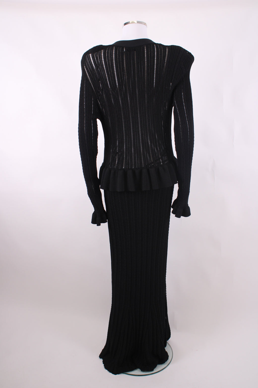 Self Portrait L/S Knit Peplum Dress Black L