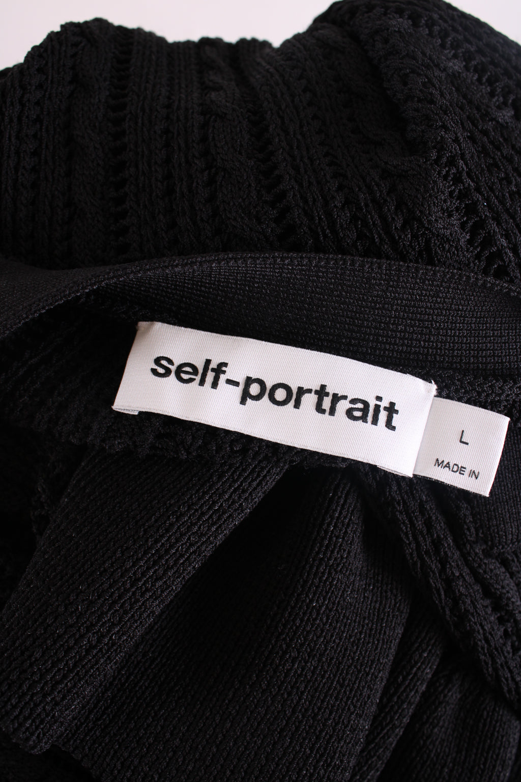 Self Portrait L/S Knit Peplum Dress Black L