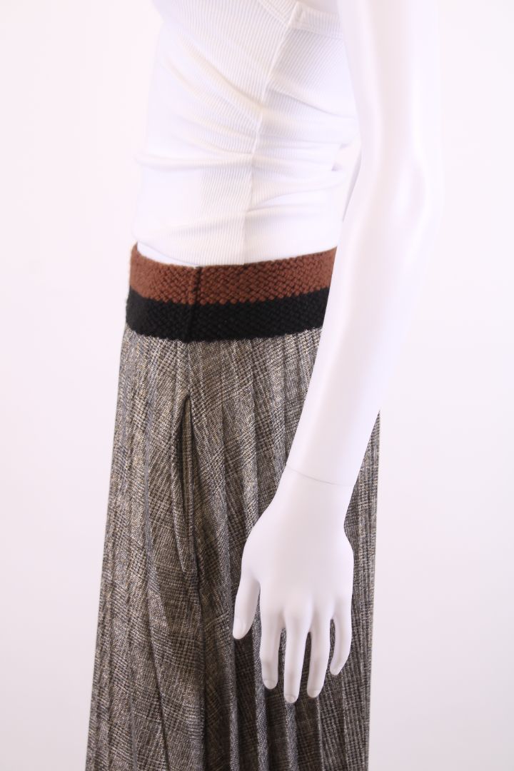 Sandro Ferrone Pleated Shimmer Check Skirt Black/White S