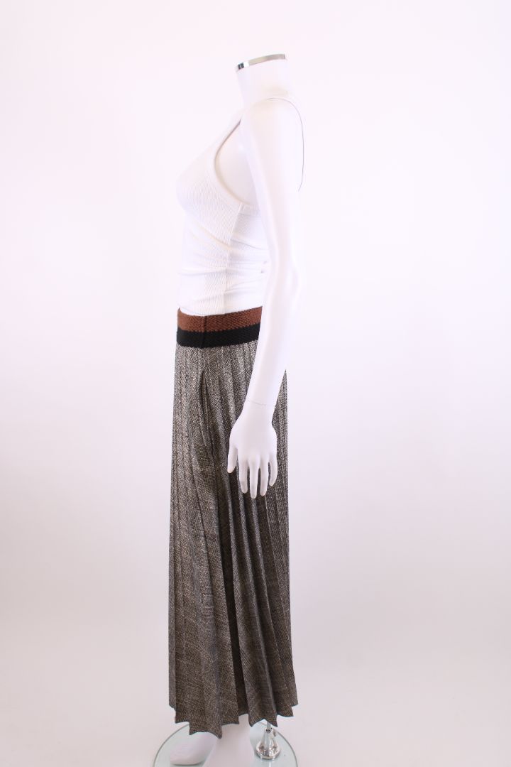 Sandro Ferrone Pleated Shimmer Check Skirt Black/White S
