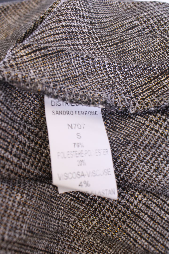 Sandro Ferrone Pleated Shimmer Check Skirt Black/White S