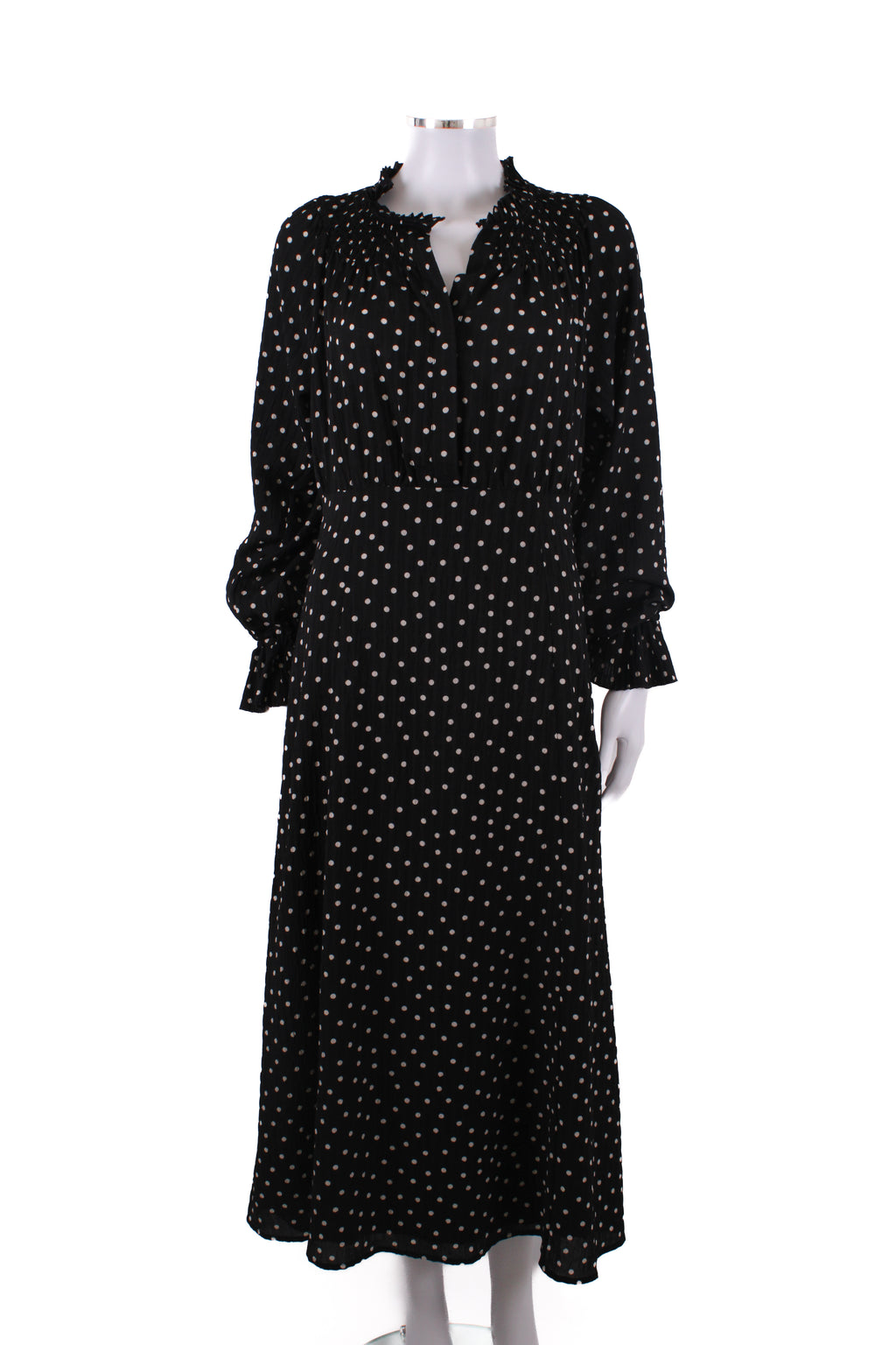 Levete Room L/S Polka Dot Dress Black/ White M