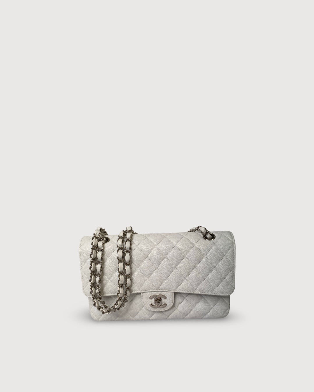 White Chanel Classic Flap