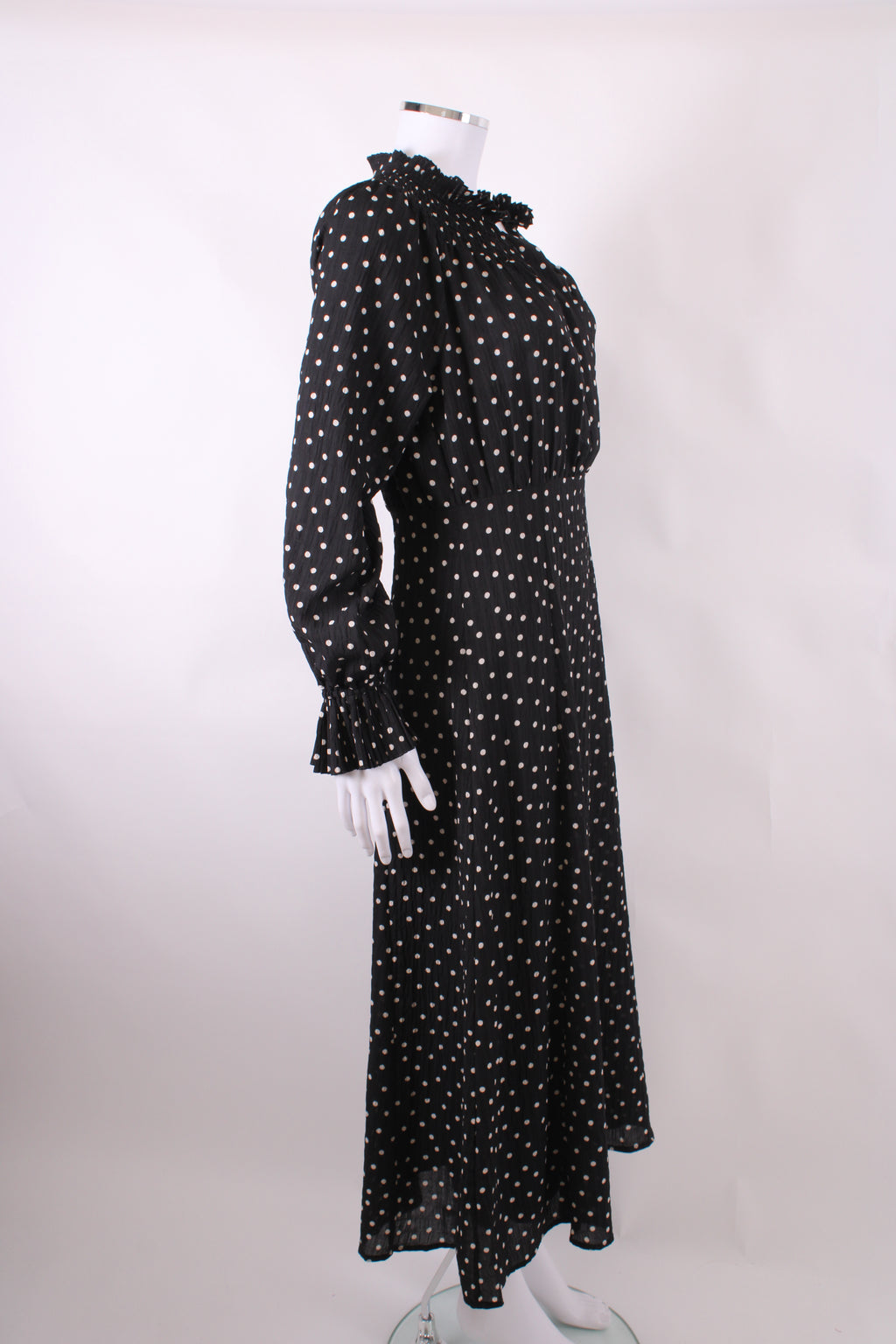 Levete Room L/S Polka Dot Dress Black/ White M