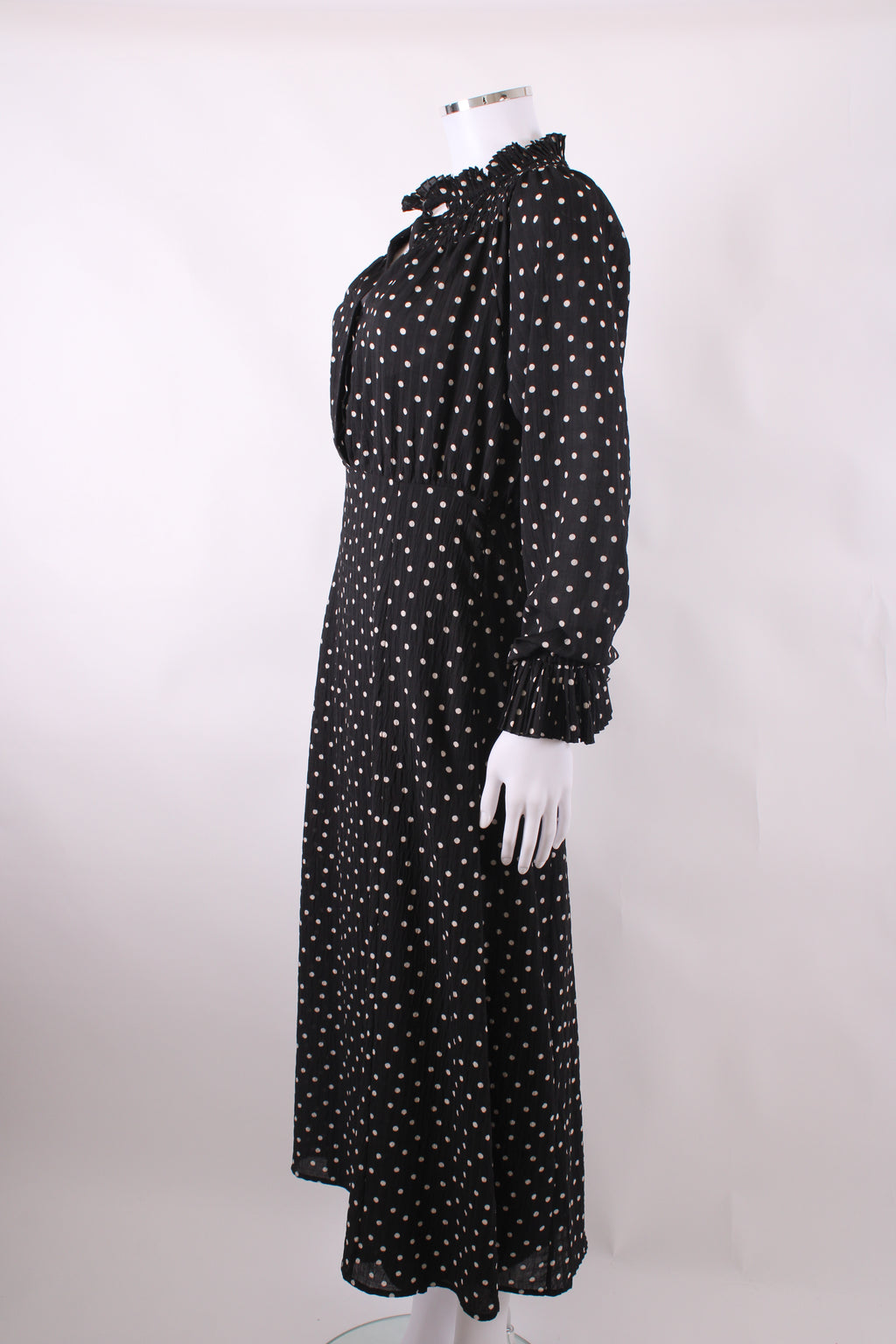Levete Room L/S Polka Dot Dress Black/ White M