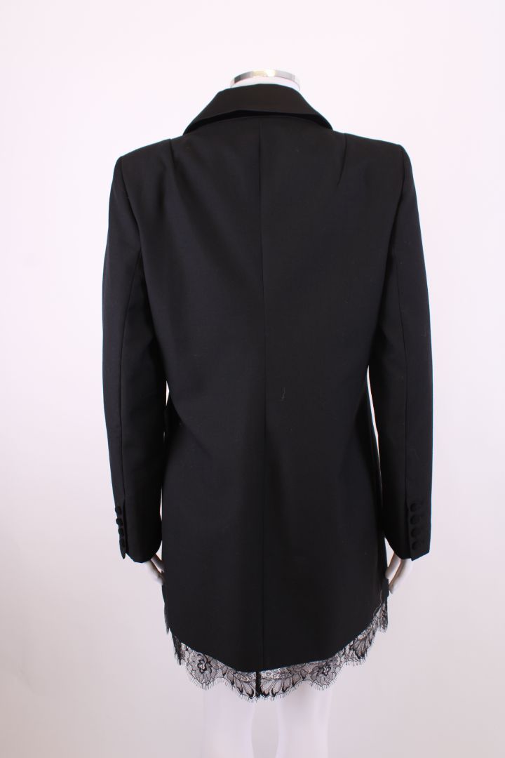 Self Portrait Lace Trim Blazer Dress Black 12