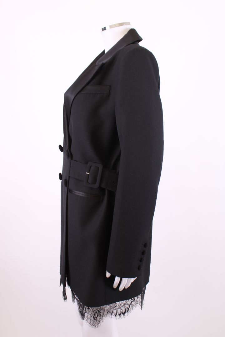 Self Portrait Lace Trim Blazer Dress Black 12