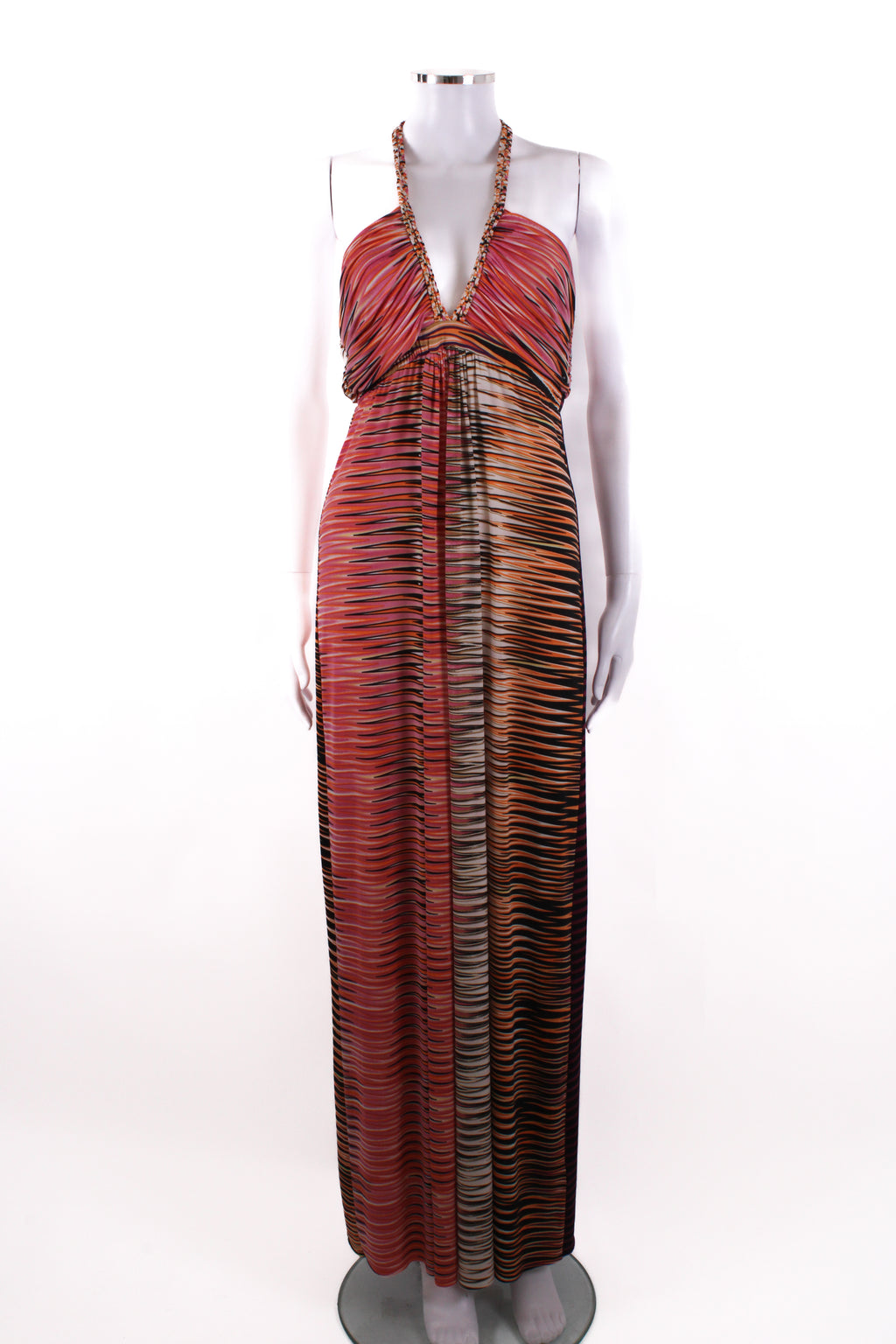 T Bags Los Angeles S/S Print Maxi Dress Orange/ Purple