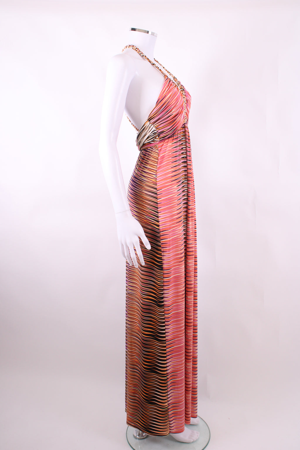 T Bags Los Angeles S/S Print Maxi Dress Orange/ Purple
