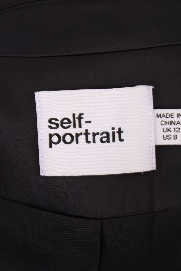 Self Portrait Lace Trim Blazer Dress Black 12