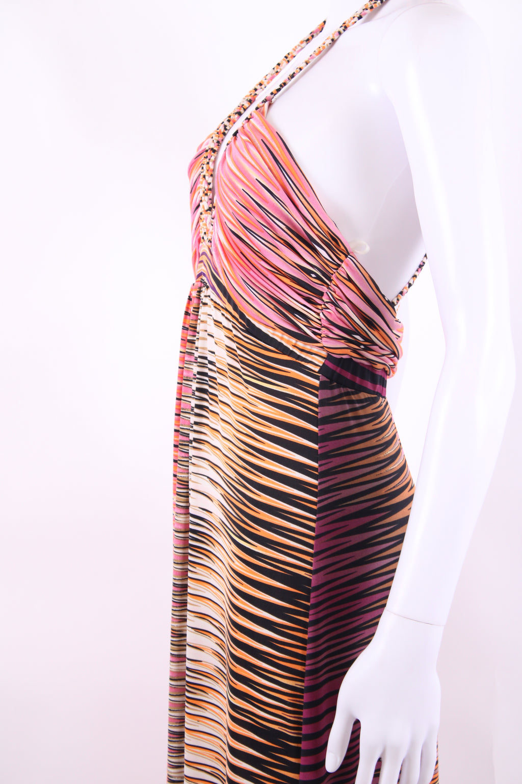 T Bags Los Angeles S/S Print Maxi Dress Orange/ Purple