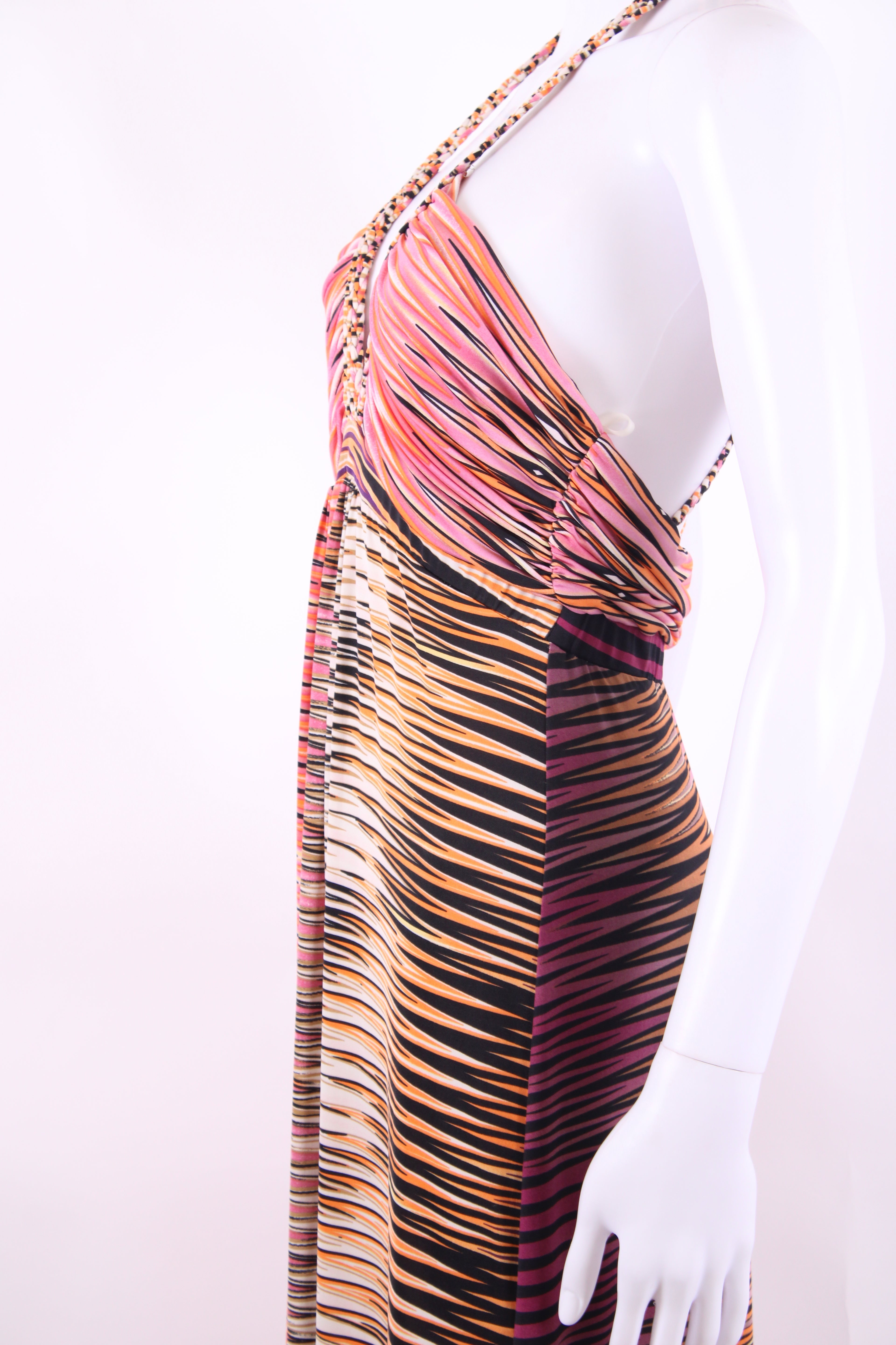 T Bags Los Angeles S/S Print Maxi Dress Orange/ Purple