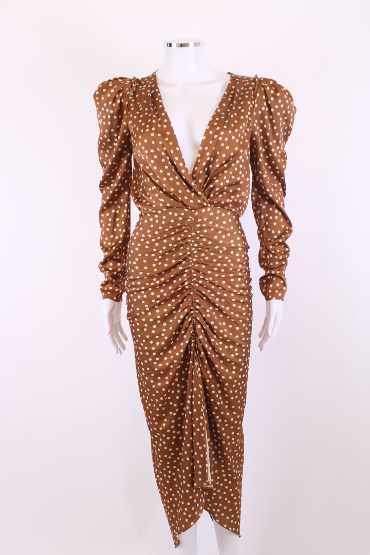 Ronny Kobo L/S Polka Dot Dress Brown/ Cream XS