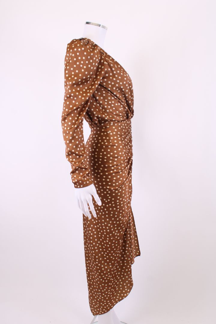 Ronny Kobo L/S Polka Dot Dress Brown/ Cream XS