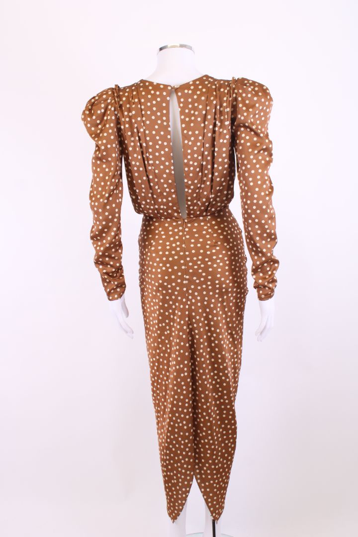 Ronny Kobo L/S Polka Dot Dress Brown/ Cream XS