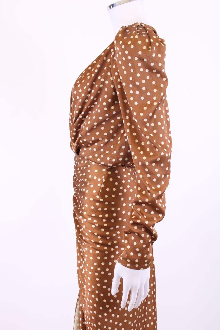 Ronny Kobo L/S Polka Dot Dress Brown/ Cream XS