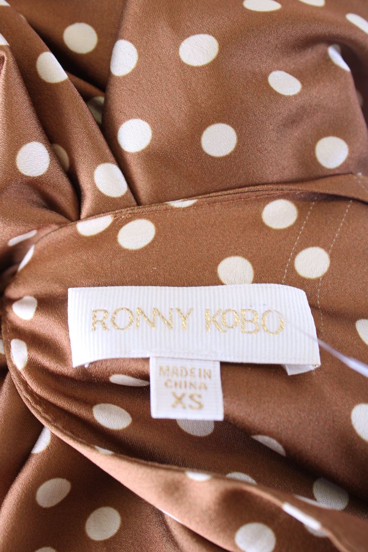 Ronny Kobo L/S Polka Dot Dress Brown/ Cream XS