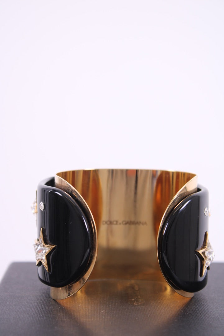 Dolce & Gabbana Crystal Detail Star Cuff Black/ Gold
