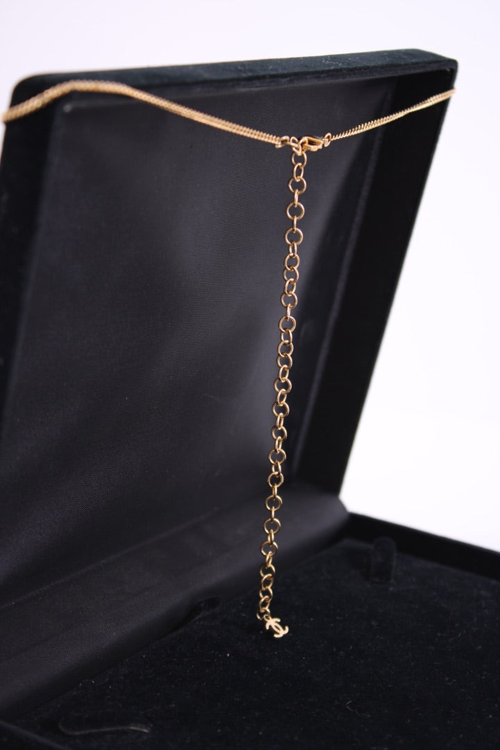 Chanel Faux Pearl Crystal Perfume Necklace Gold Tone