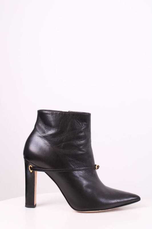 Jennifer Chamandi Strap Pointed Ankle Boots Black 38.5