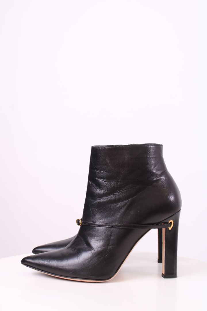 Jennifer Chamandi Strap Pointed Ankle Boots Black 38.5