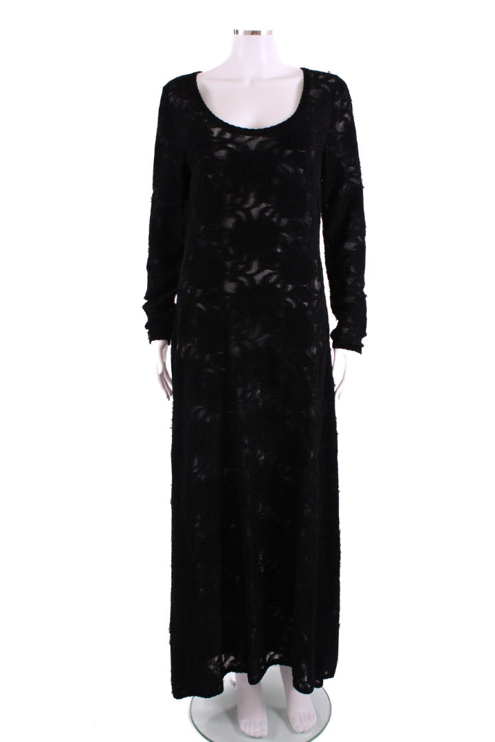 Chanel L/S Camellia Knit Dress Black 10