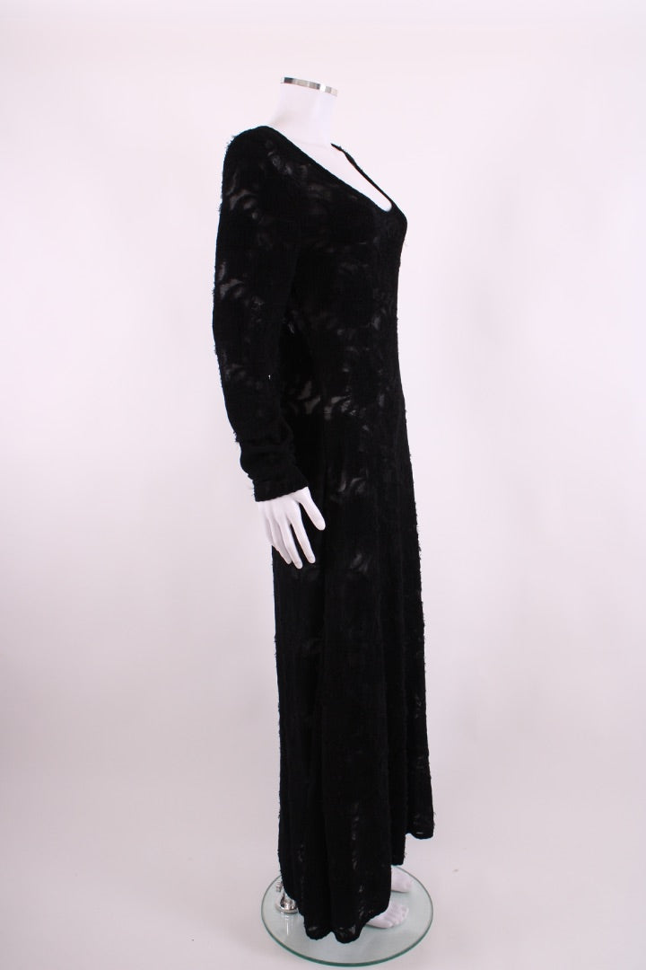 Chanel L/S Camellia Knit Dress Black 10
