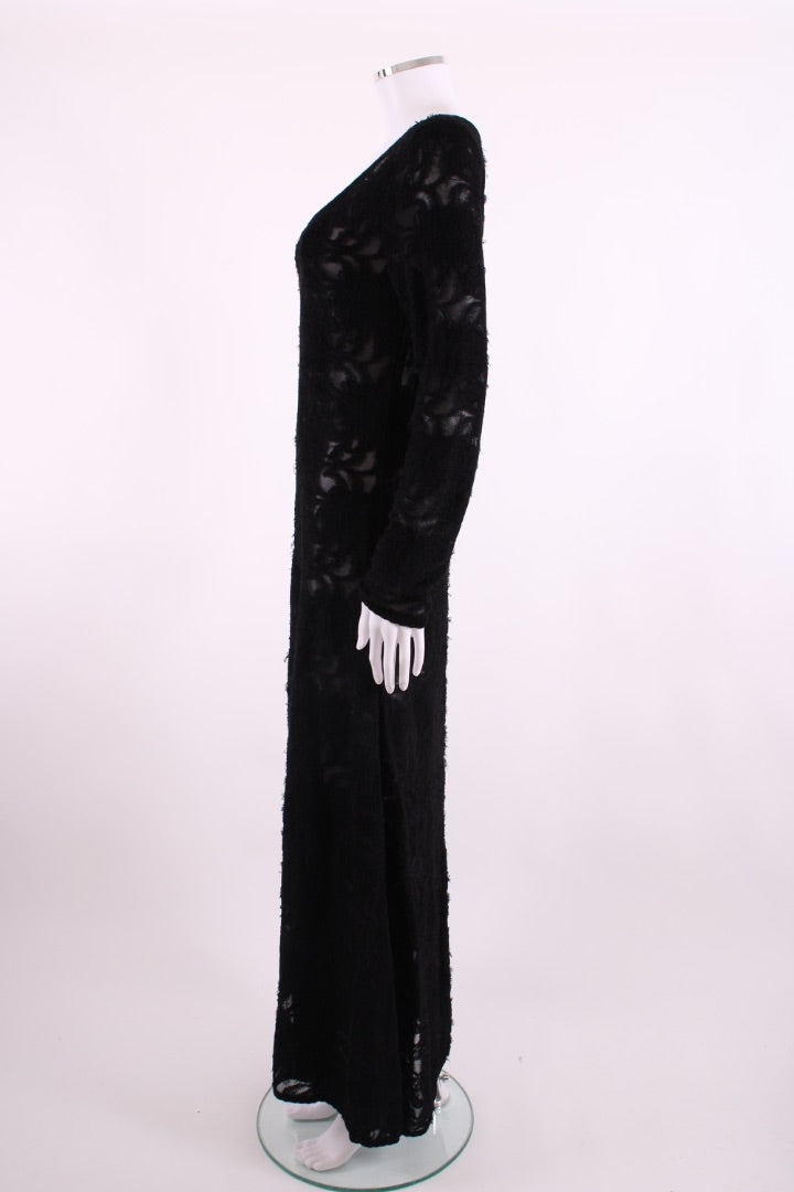 Chanel L/S Camellia Knit Dress Black 10