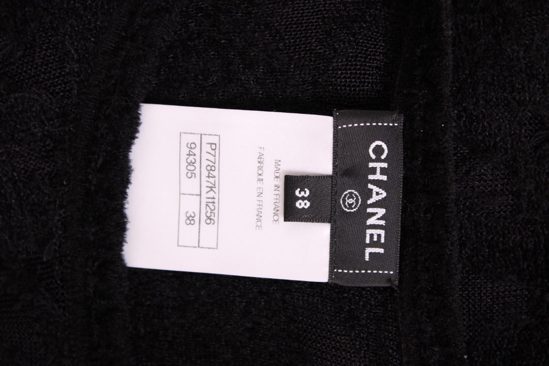 Chanel L/S Camellia Knit Dress Black 10