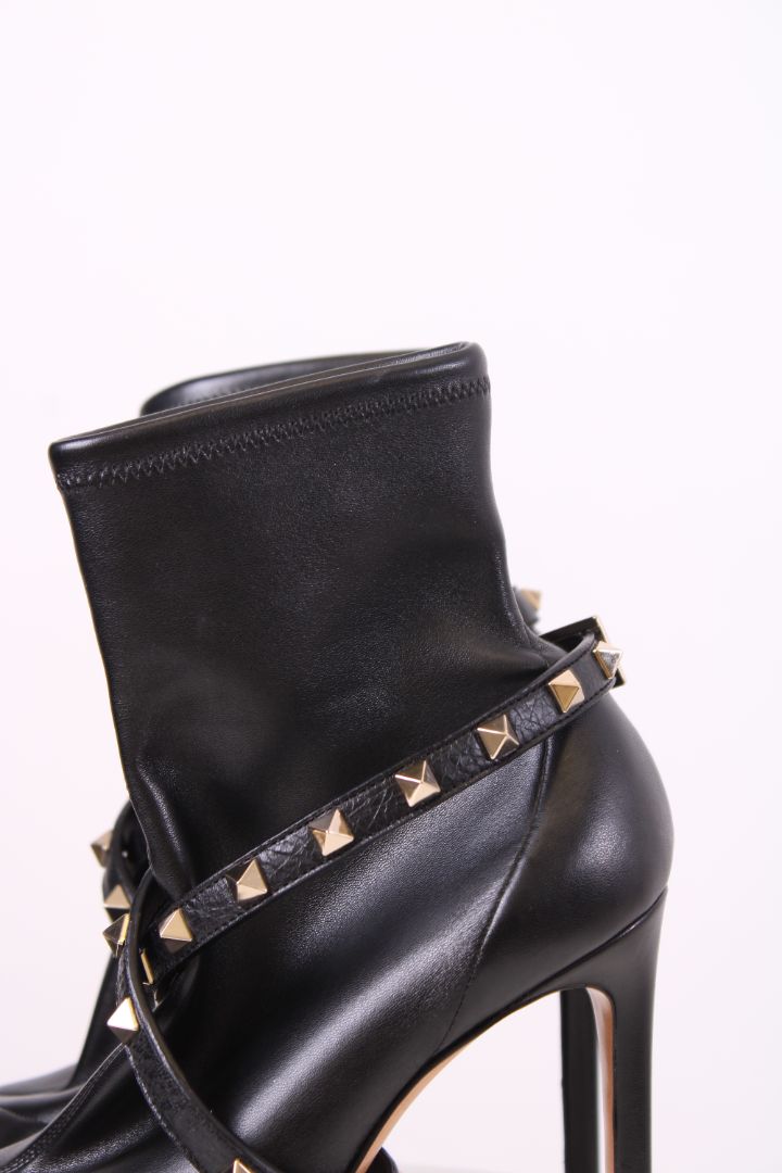 Valentino Rockstud Wrap Strap Ankle Boots Black 39