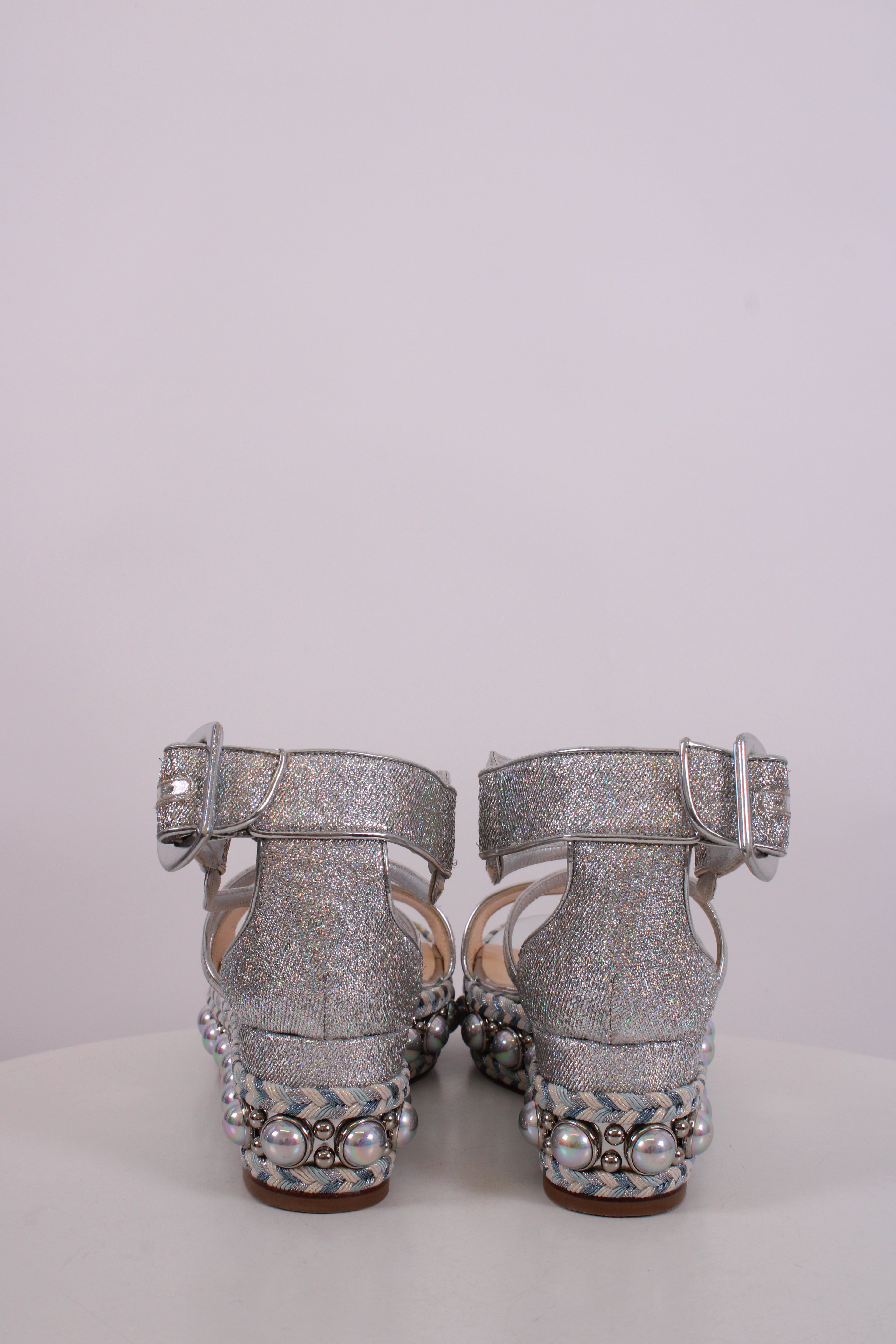 Christian Louboutin Wedge Sandals Silver 34