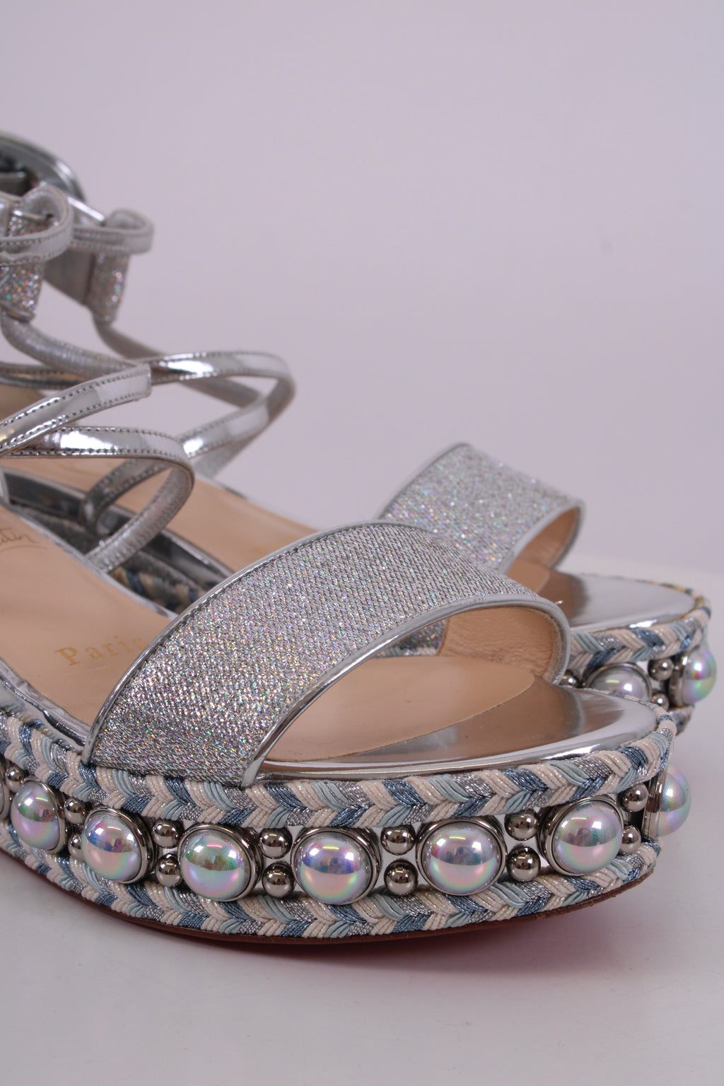 Christian Louboutin Wedge Sandals Silver 34