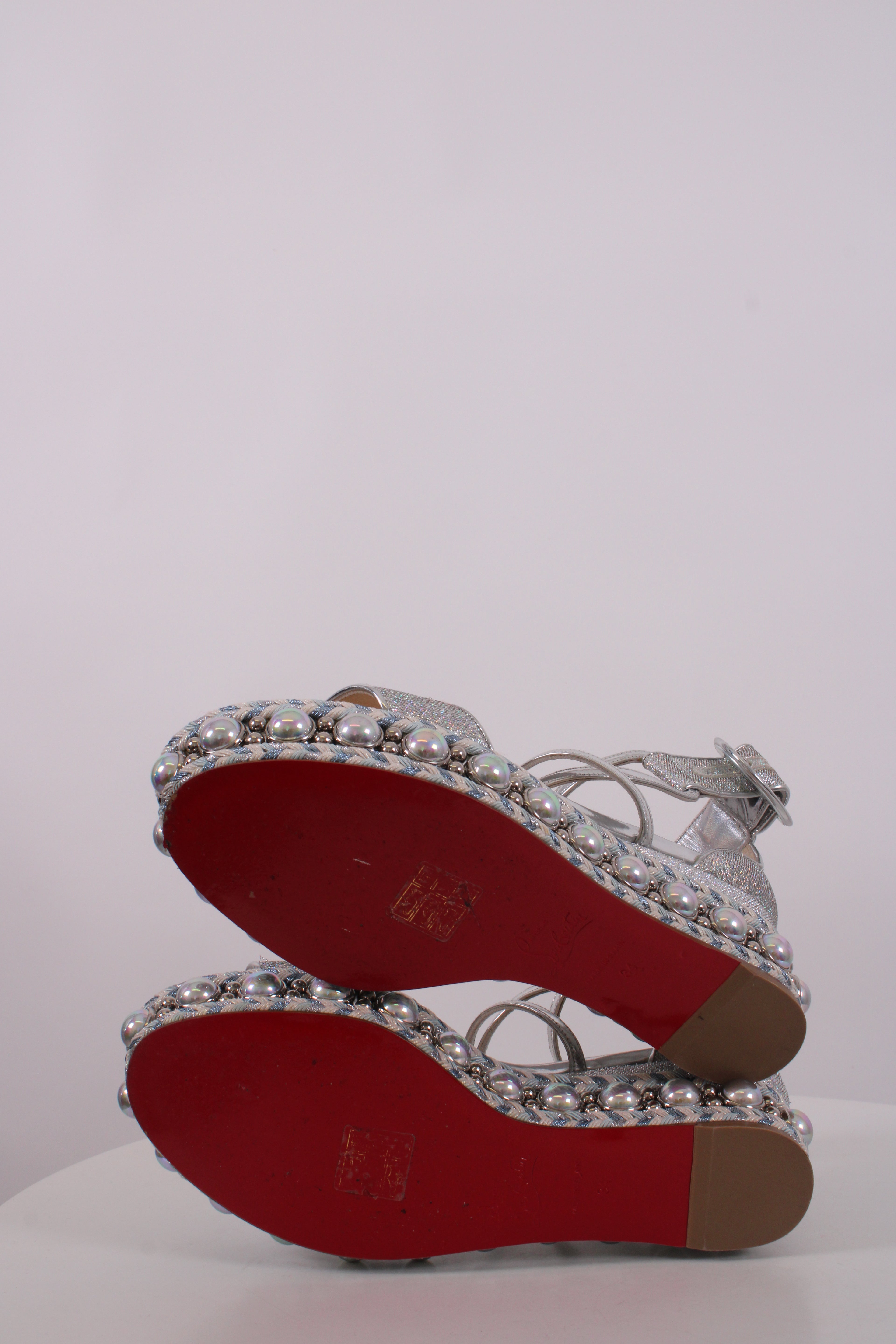 Christian Louboutin Wedge Sandals Silver 34