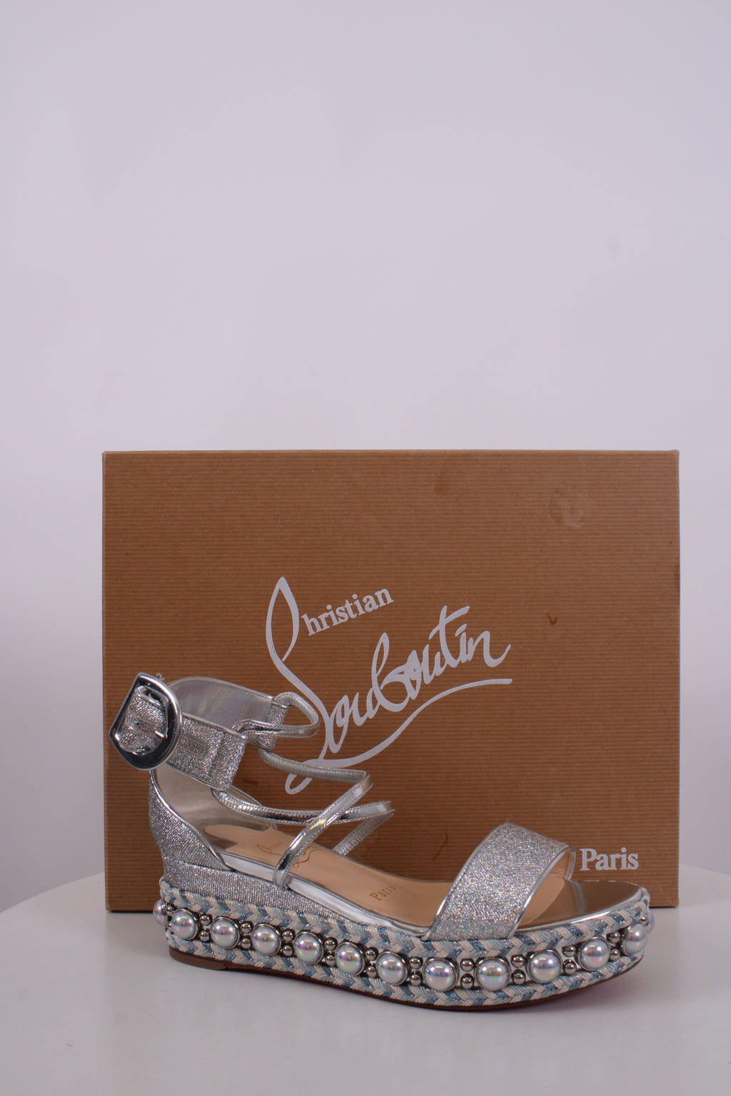 Christian Louboutin Wedge Sandals Silver 34