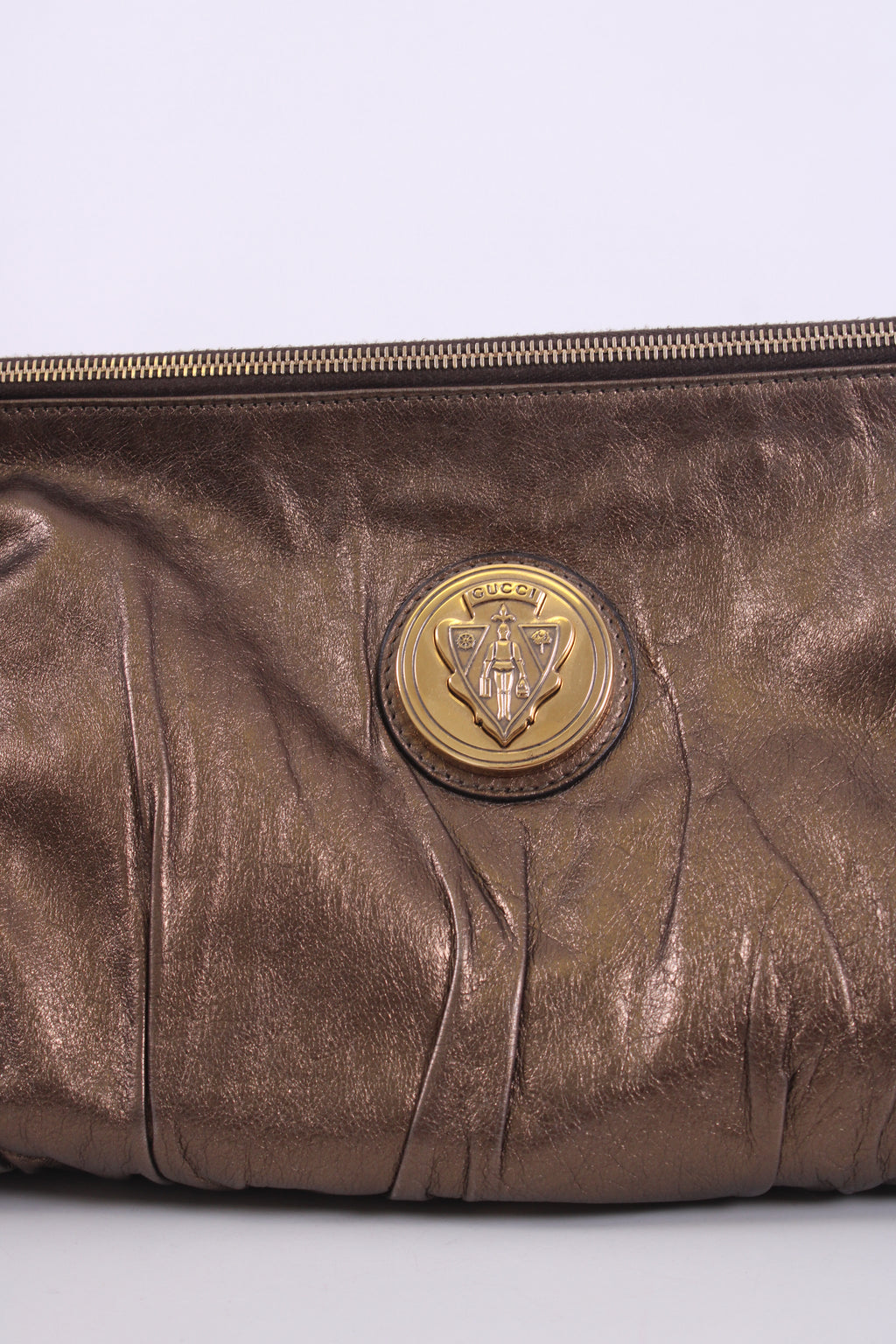 Gucci Hysteria Metallic Clutch Bronze